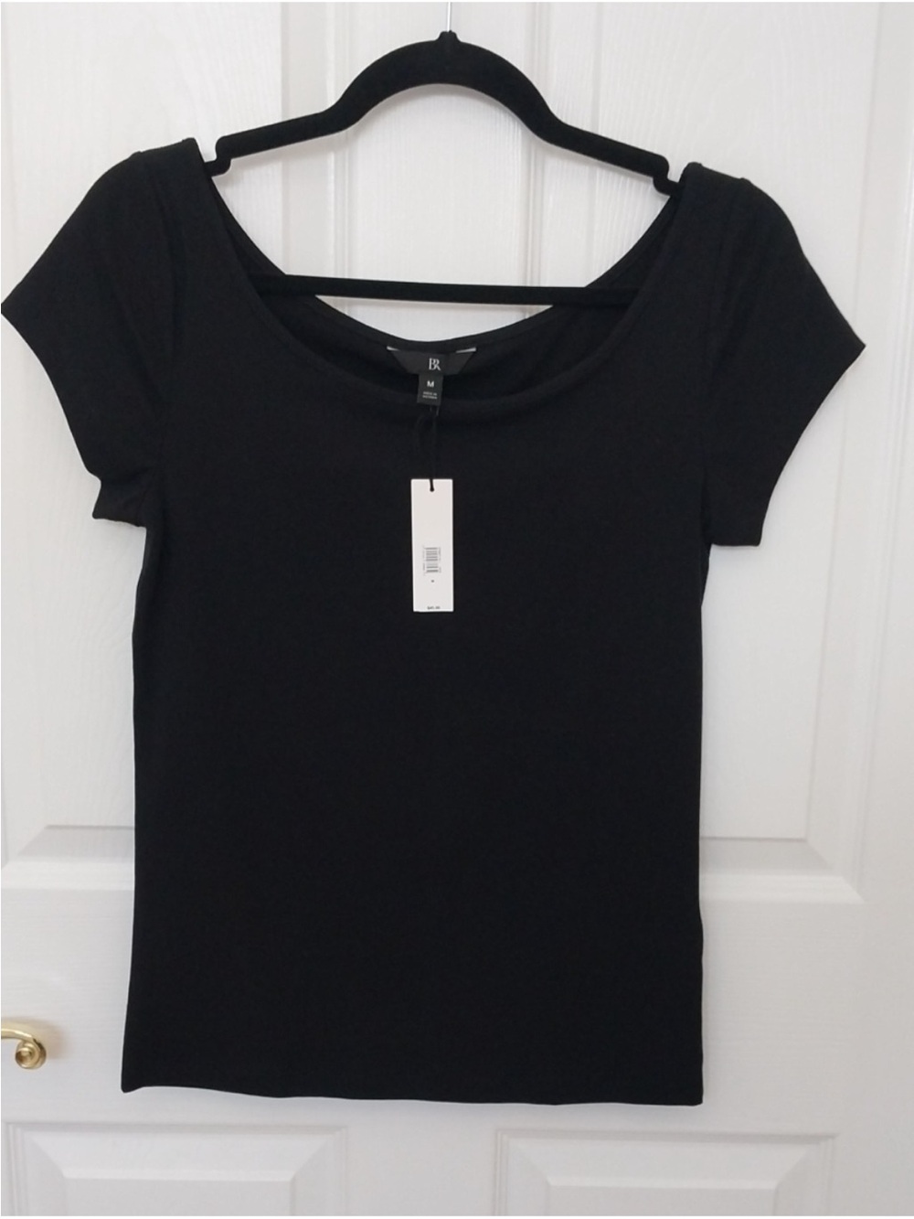 NWT Banana Republic Black Scoop Neck Tee Shirt Top Medium 8 10